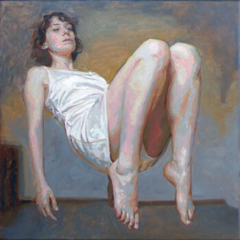 Woman in White Floating Indoors